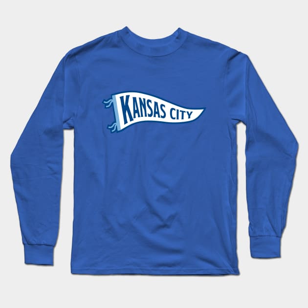 Kansas City Pennant - Royal Long Sleeve T-Shirt by KFig21